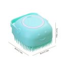Escopet - escova de banho em silicone com dispenser para shampoo e sabonete.