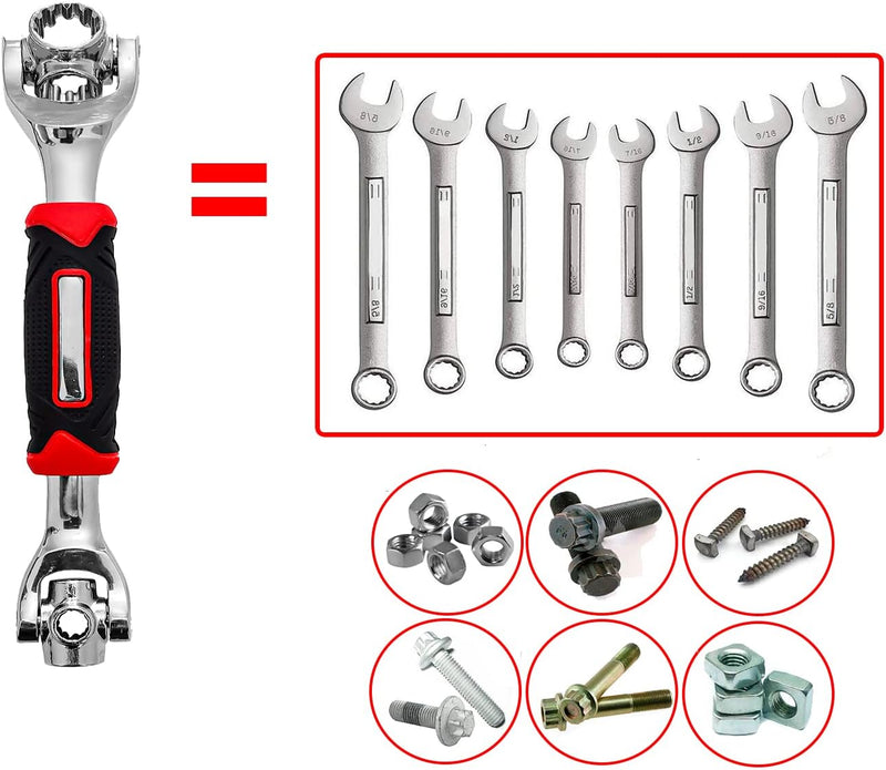 Chave Com 8 Bocas 48 Em 1 Universal - Substitui Kit Completo de Ferramenta Combinada Boca Estrela Soquete p/Parafusos e Porca Sextava