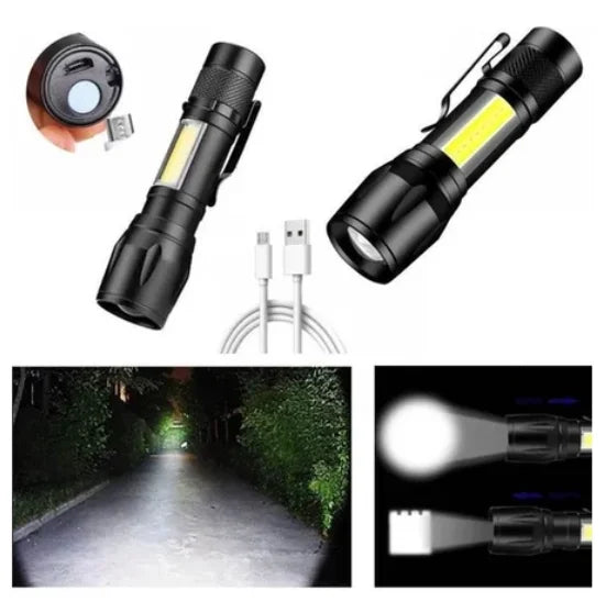 Lanterna Tática Com Led Forte E Zoom p/ regular Alcance Recarrega via USB-ENVIO IMEDIATO PARA TODO BRASIL