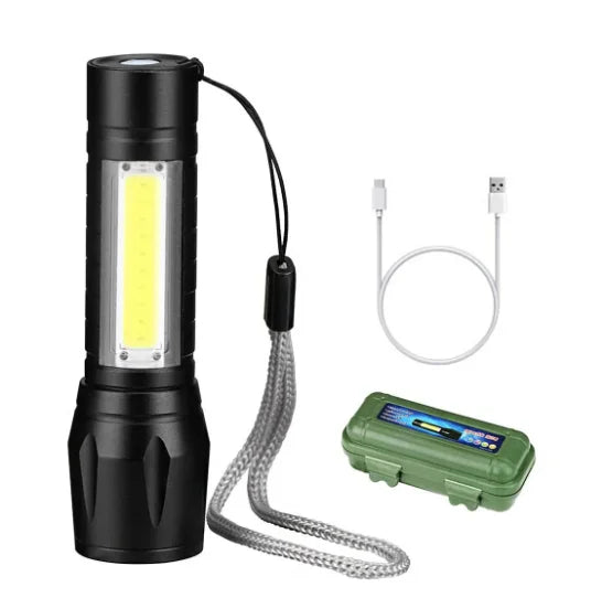 Lanterna Tática Com Led Forte E Zoom p/ regular Alcance Recarrega via USB-ENVIO IMEDIATO PARA TODO BRASIL