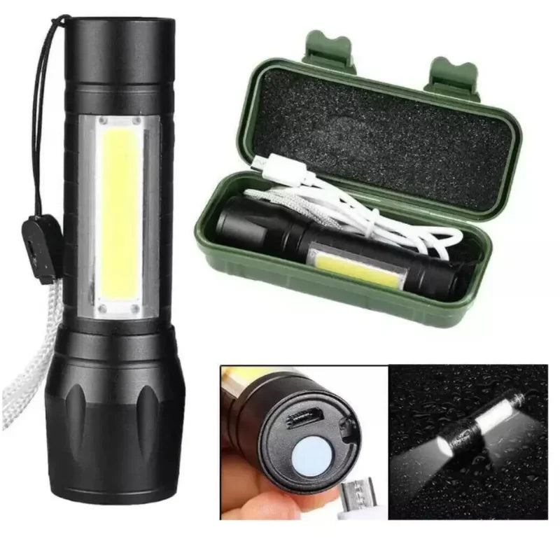 Lanterna Tática Com Led Forte E Zoom p/ regular Alcance Recarrega via USB-ENVIO IMEDIATO PARA TODO BRASIL