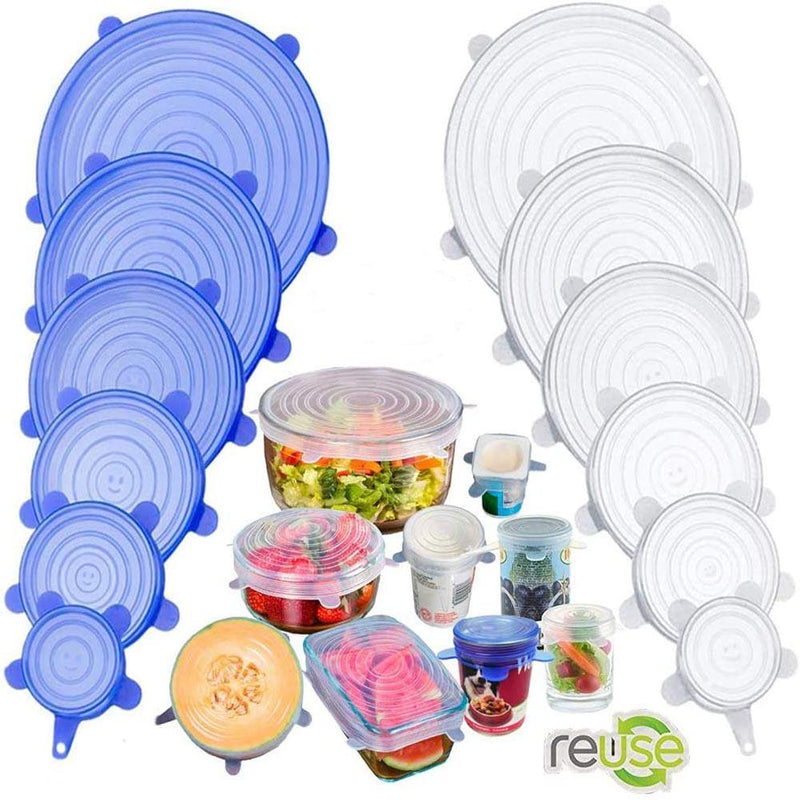 Tampas de Silicone Para Vasilhas Potes Vidros e Panelas Reutilizáveis
