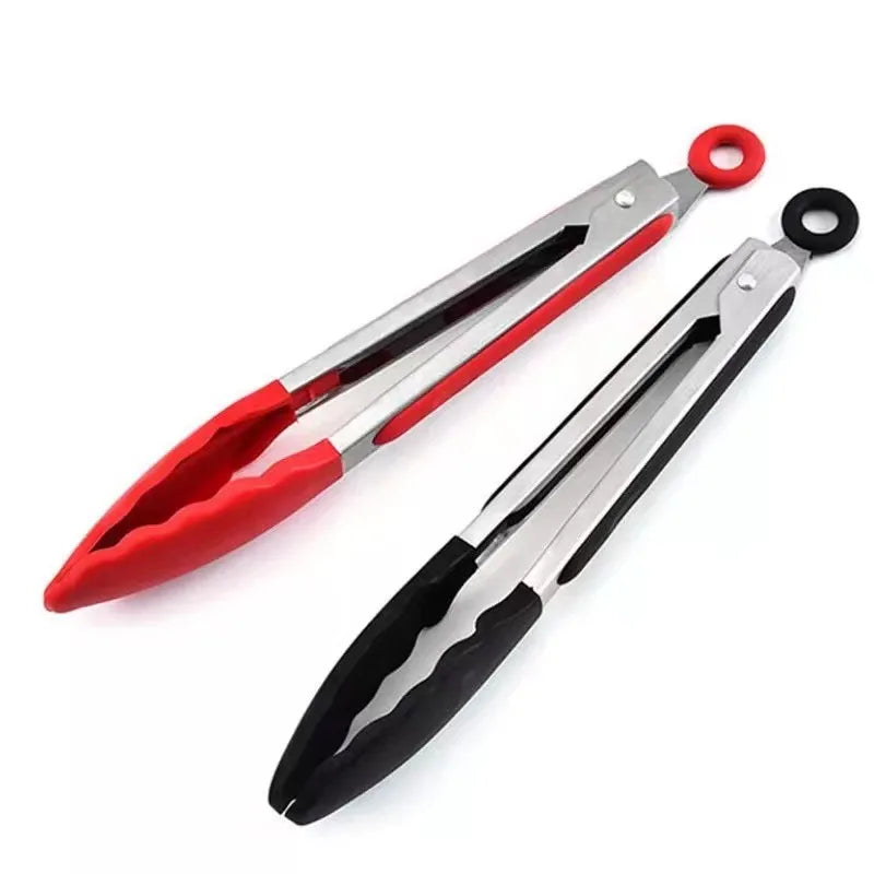 Pinças de aço inox com silicone - acessórios para cozinha