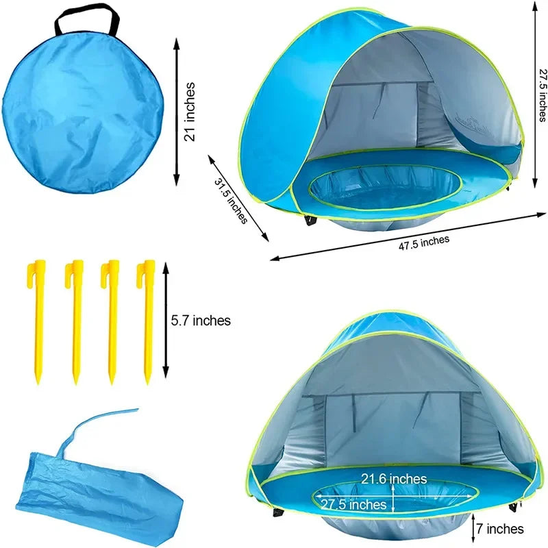 Barrakids - Barraca de praia infantil com piscina Proteção UV fácil de transportar