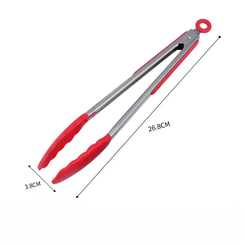 Pinças de aço inox com silicone - acessórios para cozinha