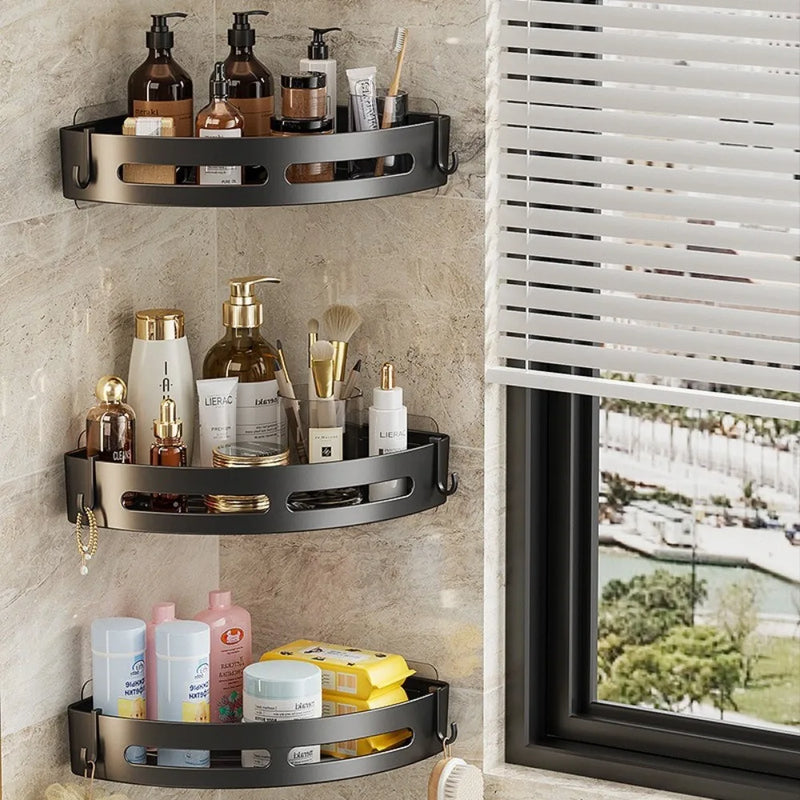 kit prateleiras de banheiro suporte de shampoo toalhas e outros sem precisar perfurar