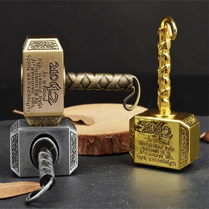 Martelo fidget mão girador feito de metal o poderoso mjolnir chaveiro brinquedo alívio do estresse brinquedos presente