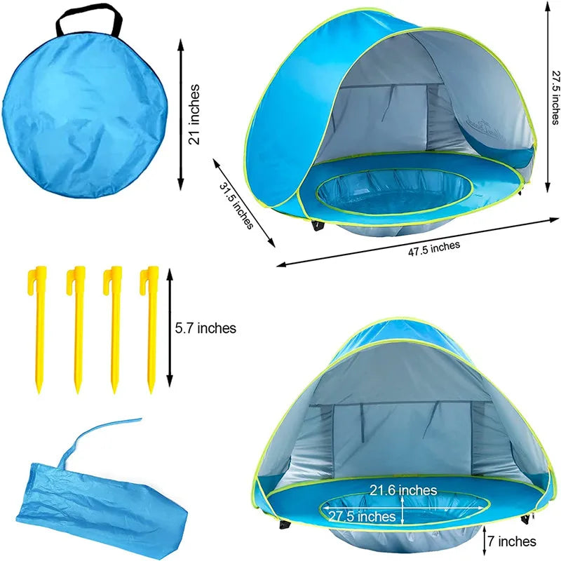 Barrakids - Barraca de praia infantil com piscina Proteção UV fácil de transportar